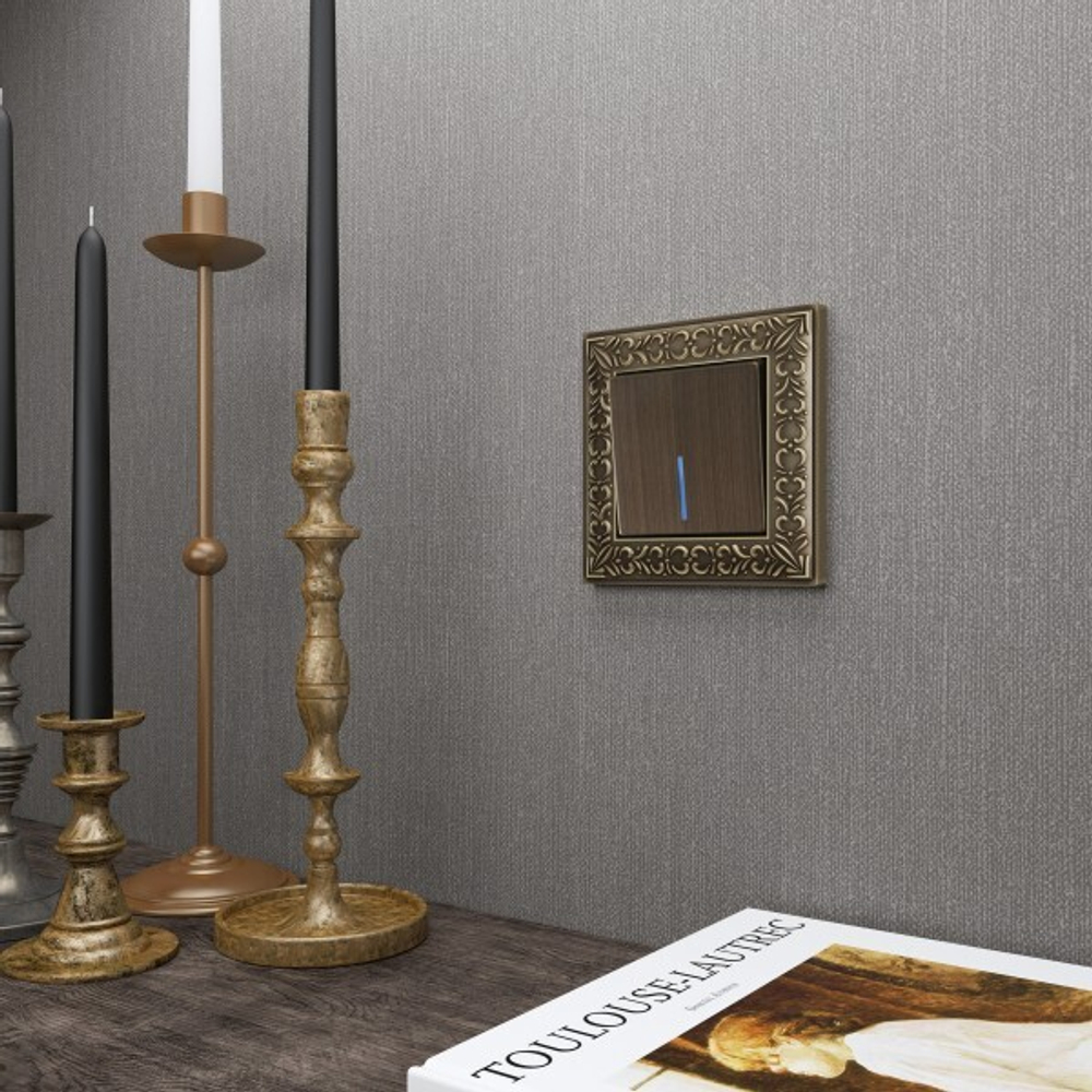 Клавиша для выключателя с подсветкой бронзовый