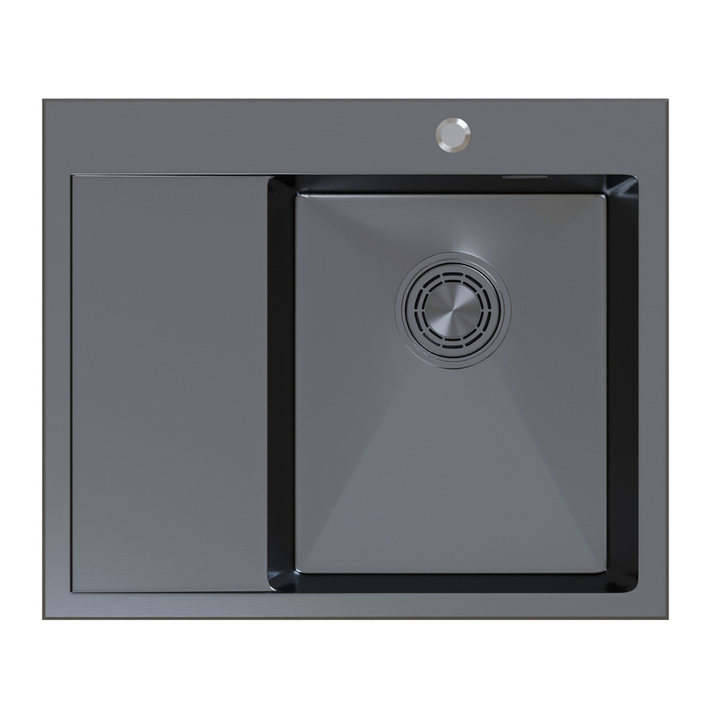 Мойка настол.монтаж 60х50 (3,0) прав. вып 3 1/2  MIXLINE PRO с ФАСКОЙ 20см с сифоном (черный графит)