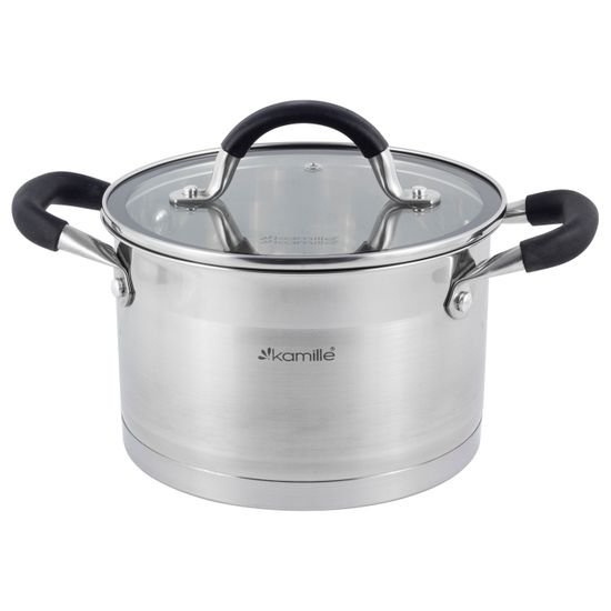 Набор кастрюль 6 предметов из нержавеющей стали Kamille KM 5752 (2,0 л; 2,7 л; 3,7 л) с силиконовыми вставками на ручках