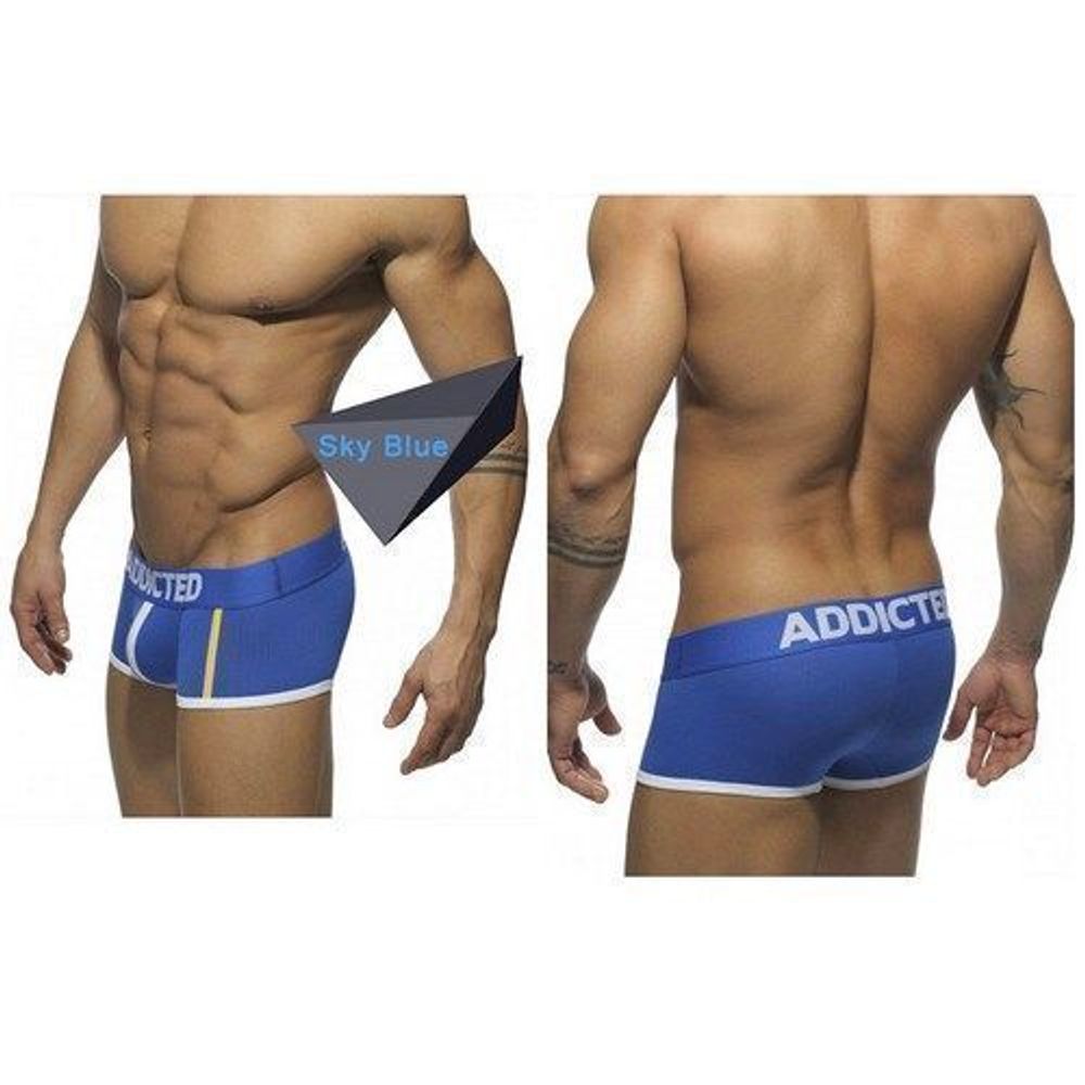 Мужские трусы хипсы голубые с белой полоской посередине Addicted BRIEF BLUE