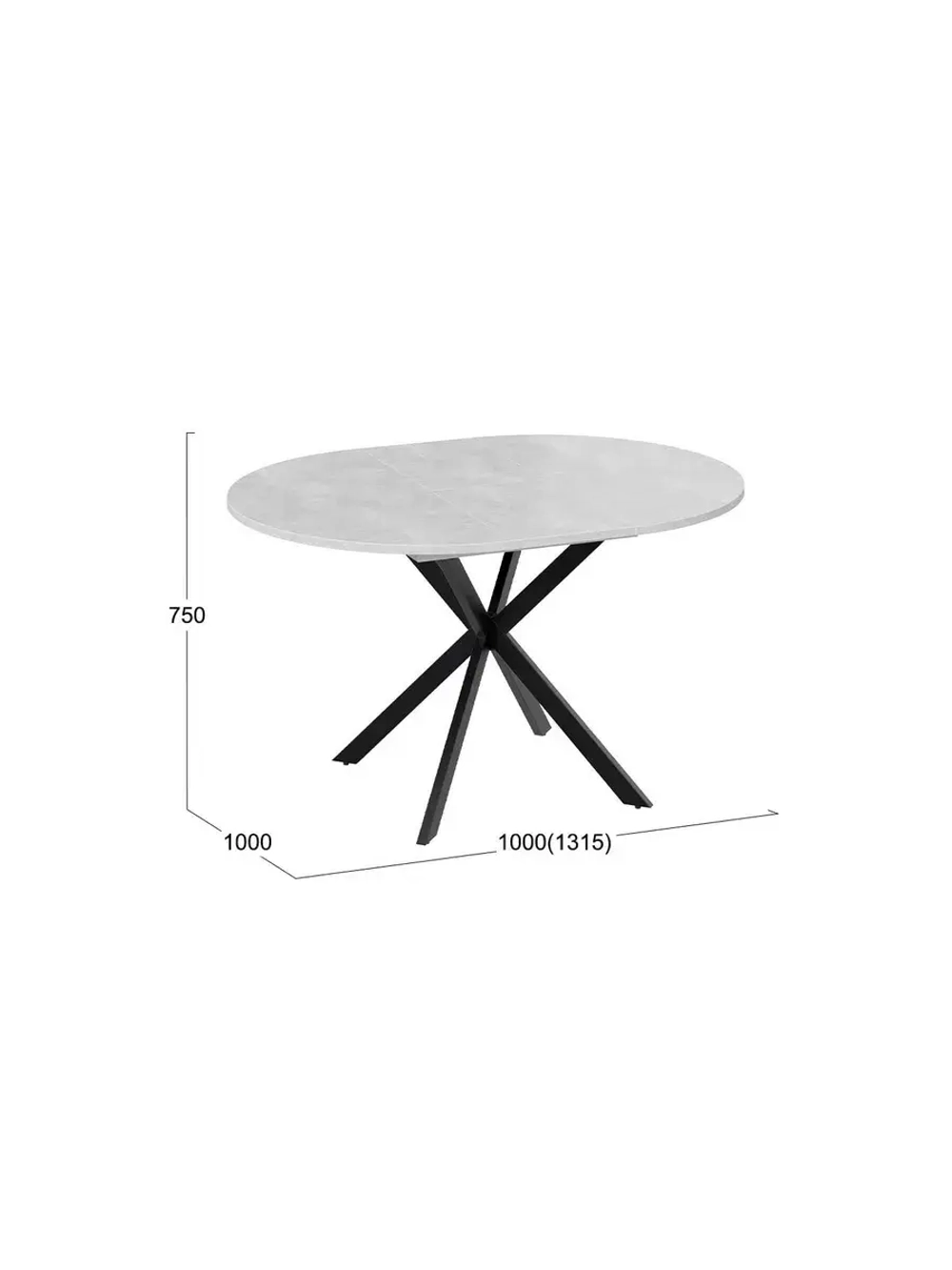 Стол кухонный Черный муар 100(131)х100х75 см