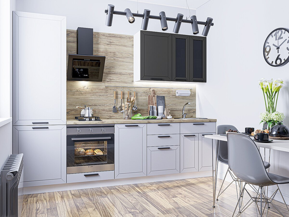 Прямая модульная кухня Глетчер-04 Маренго Силк/Гейнсборо Силк - Белый 2140*2700*600