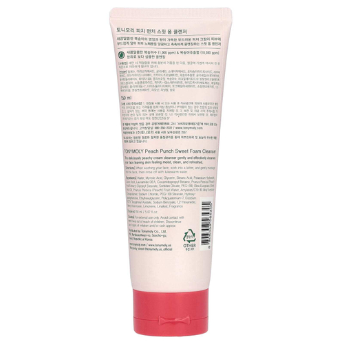 TonyMoly, Sweet Foam, очищающая пенка, персиковый пунш, 150 мл (5,07 жидк. унц.)