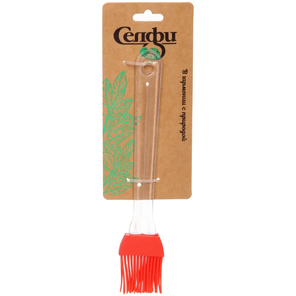 Кисточка кулинарная силиконовая 20*3,5см прозрачная ручка