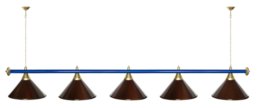 Лампа STARTBILLIARDS 5 пл. (плафоны зеленые,штанга зеленая,фурнитура золото)