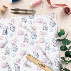 Ткань бязь детские бегемотики