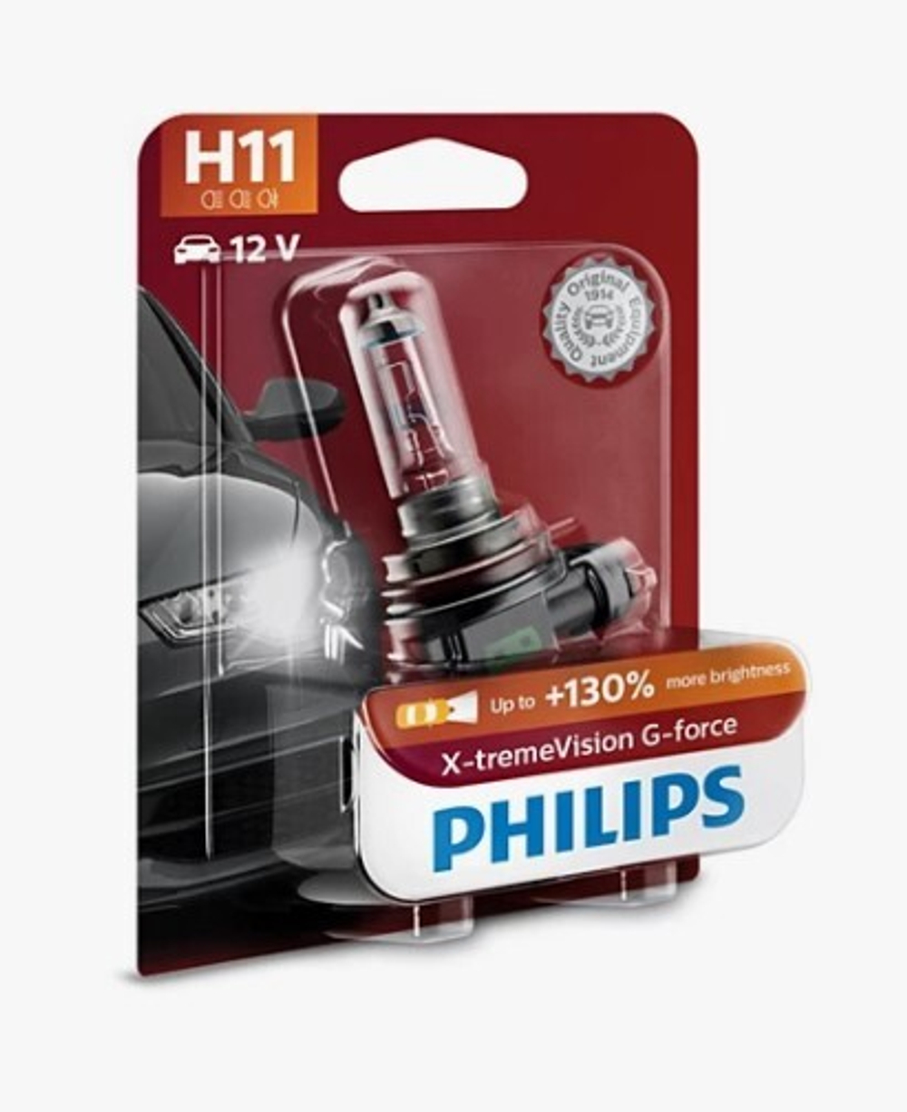 Лампа 12 В H11 55 Вт PGJ19-2 X-tremeVision G-force +130% галогенная блистер Philips