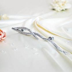 Ручка скоба мебельная Арт Бранч левая Античное серебро