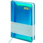Ежедневник датированный 2023 А5 138x213 мм BRAUBERG "Holiday", под кожу, "зеркальный", бирюза, 114024