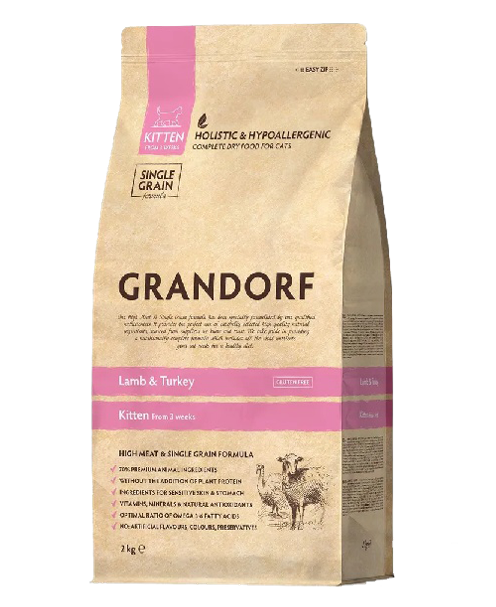 Grandorf Kitten Holistic для котят с 3 недель ягненок с индейкой 400гр.
