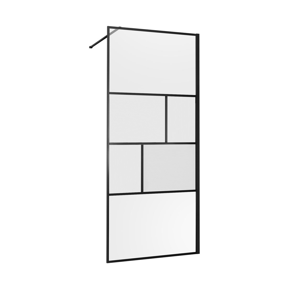 Душевая перегородка Волк-Ин (Walk-In) VSW-1HC900CFB, 900*2000, черный, стекло прозрачное/рифленое