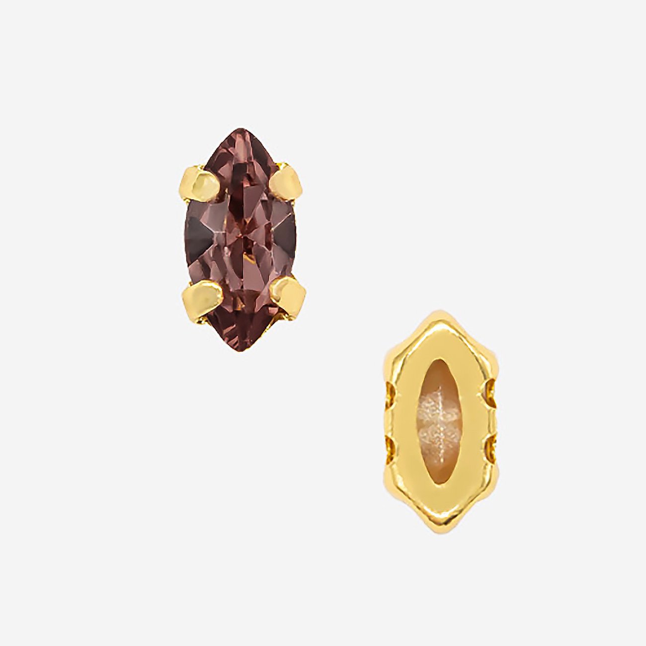 Кристалл Маркиз (Marquise Fancy Stone) в цапах, оттенок "Бургунди"/"Burgundy", 6*3мм, позолота