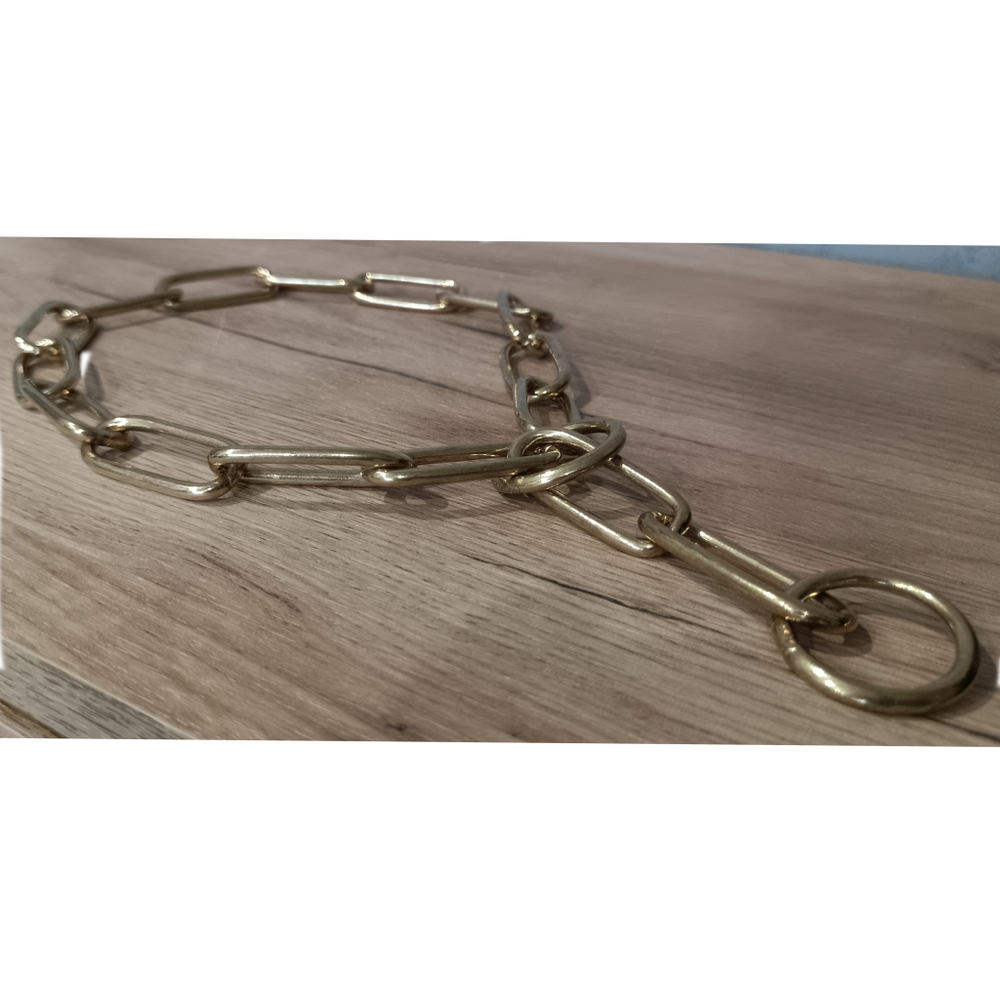 Цепь рывковая овальной крупное звено латунная СпецКинология