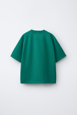 ZARA КОМПЛЕКТ ИЗ ФУТБОЛКИ И ШОРТОВ ИЗ ТКАНИ ИНТЕРЛОК, ЗЕЛЕНЫЙ