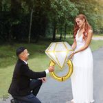 Шар (36''/91 см) Фигура, Кольцо с бриллиантом, Белый/Золото, 1 шт.