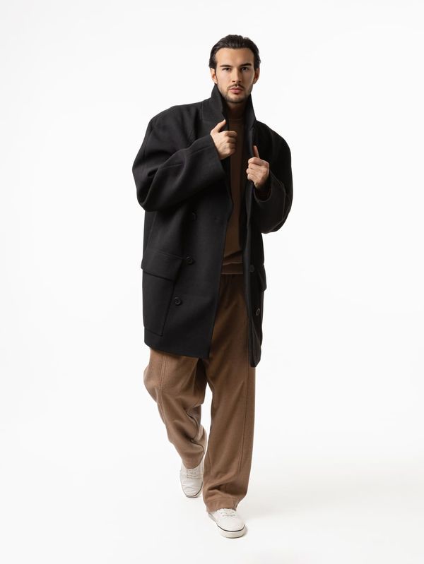 Пальто двубортное короткое черное - фото 3