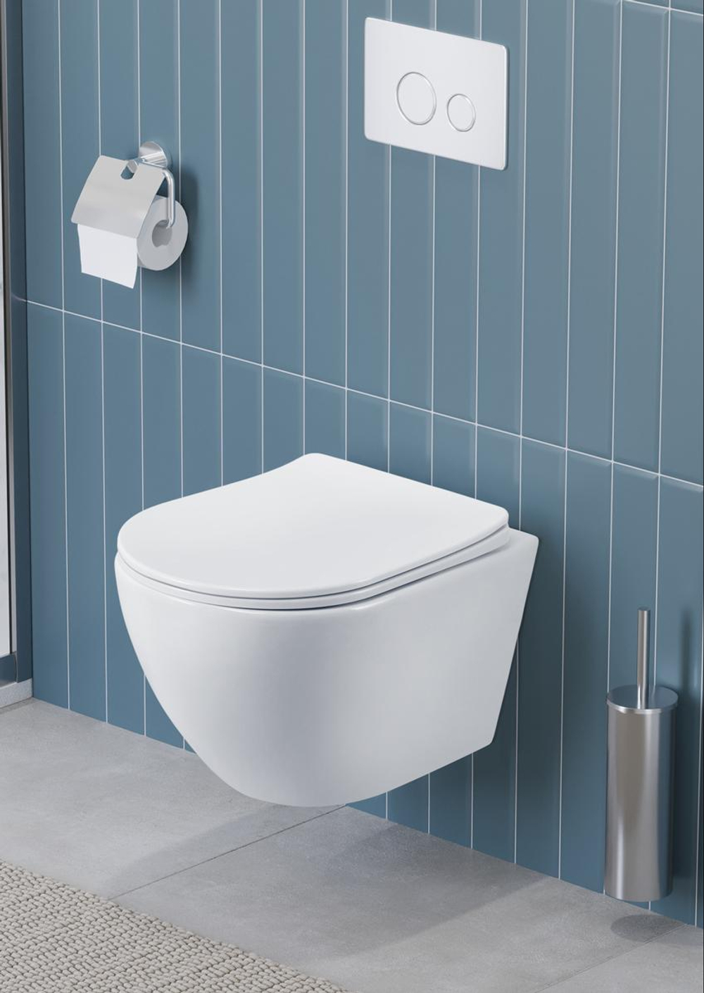 Унитаз подвесной безободковый с сиденьем и смывом TORNADO BelBagno MARINO-TOR BB7026CH-TOR/SC