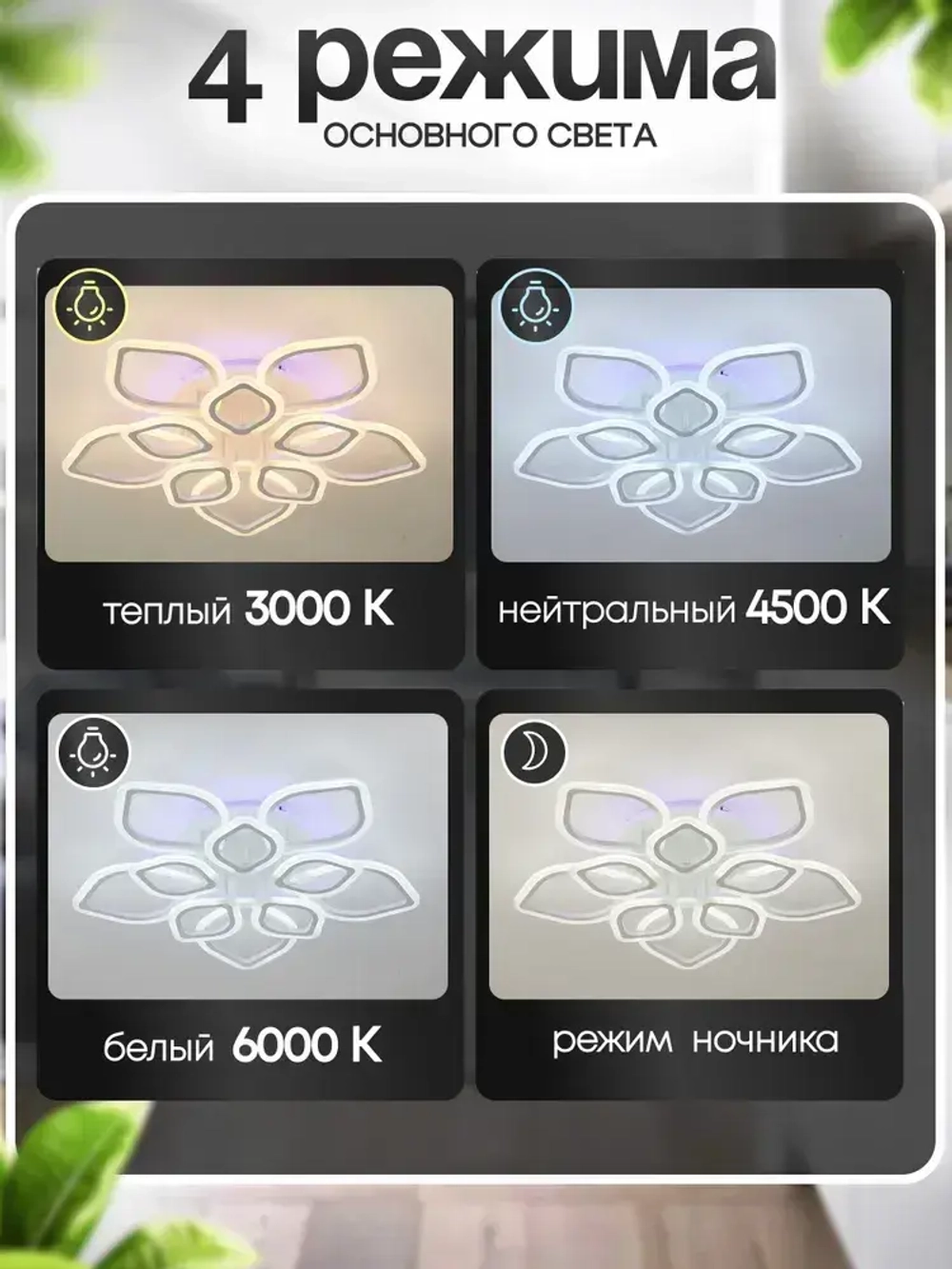 Люстра светодиодная с пультом 1379/5+5, люстра потолочная в спальню 244Вт