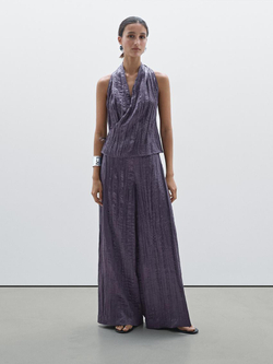 Massimo Dutti Топ с плиссировкой, фиолетовый