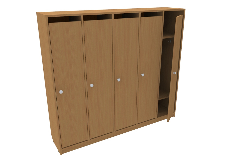 Шкаф для раздевалки в детский сад, 5 секций