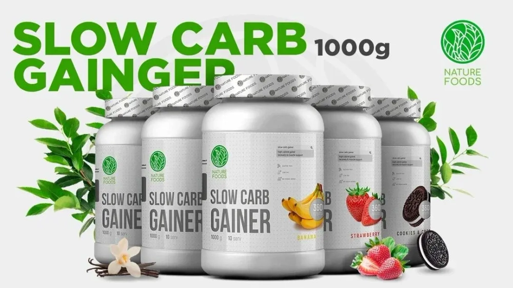 Гейнер Nature Foods Slow Carb Gainer 1000 г клубника