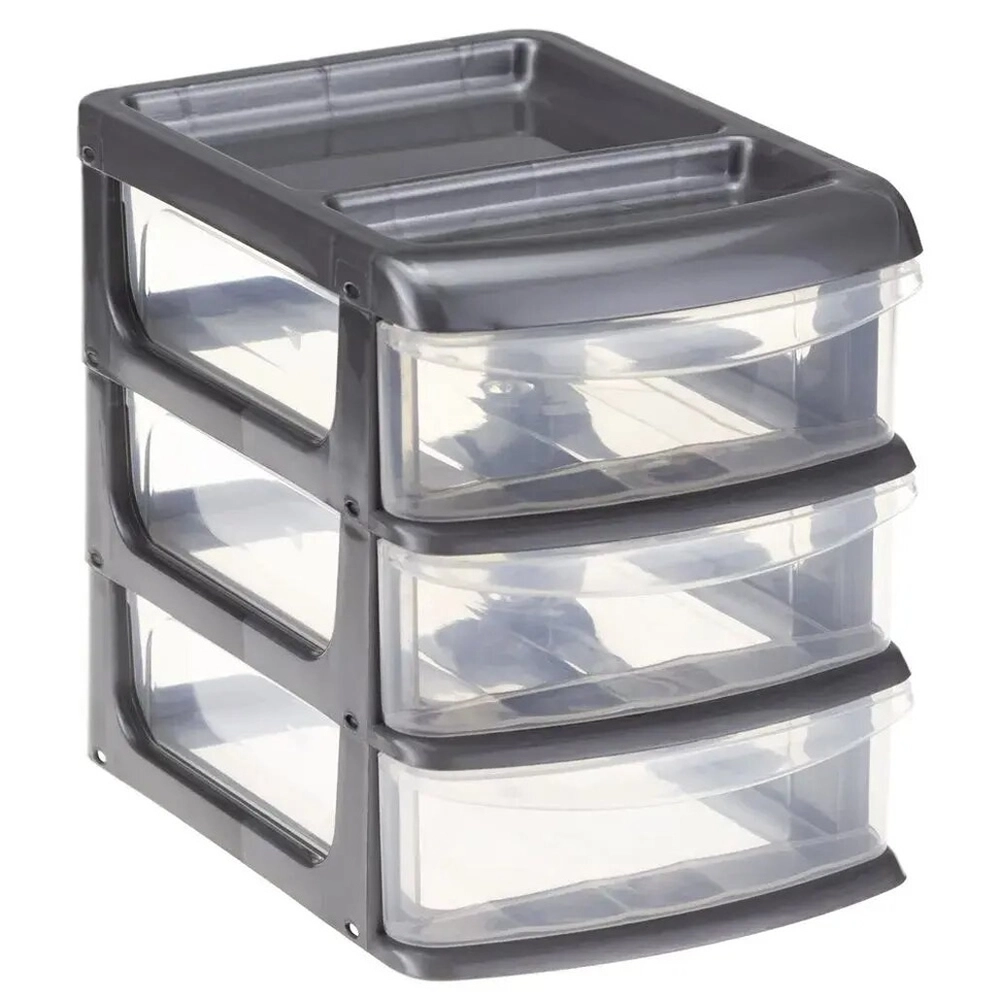 Бокс универсальный мини (3 секции) Графитовый