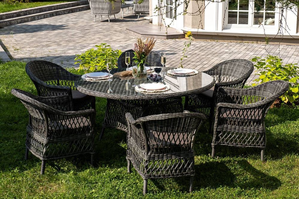 "Эспрессо–150 S" обеденная группа плетеная, цвет графит