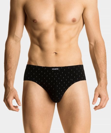 Мужские трусы (3шт) слипы классика Atlantic 3MP-117, черные + темно-зеленые + зеленые