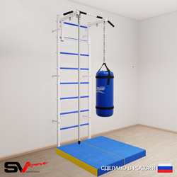 Шведская стенка Sv Sport 5095 (Турник стандарт/Канат/Цепь/Мешок 15кг/Мат 1м)