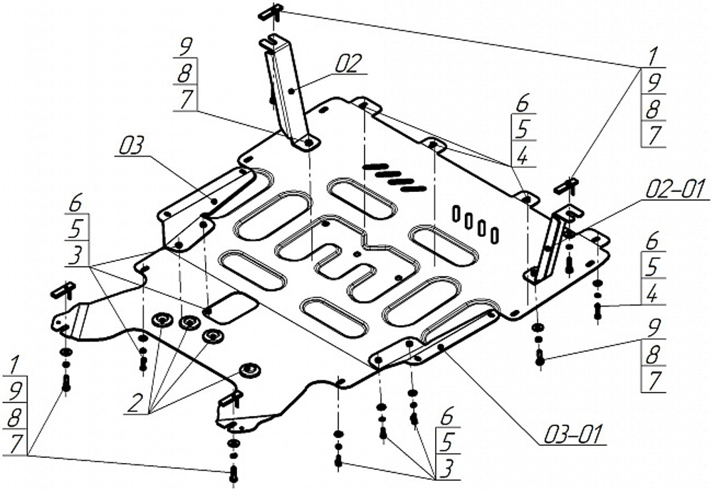 Усиленная защита картера двигателя и КПП (2 мм, сталь) для BAIC U5 Plus 2021- Motodor.78502