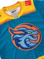 Джерси хоккейное синее ХК "Шанхайские Драконы", реплика с вышивками