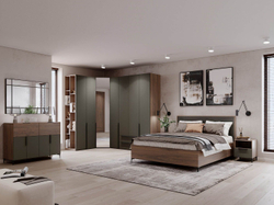 Спальня Харди 1 Дуб Делано Темный / Грин софт