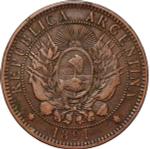Argentina 2 Centavos Liberty Emblem 1891