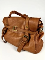 Женская сумка-портфель из натуральной кожи цвета whisky