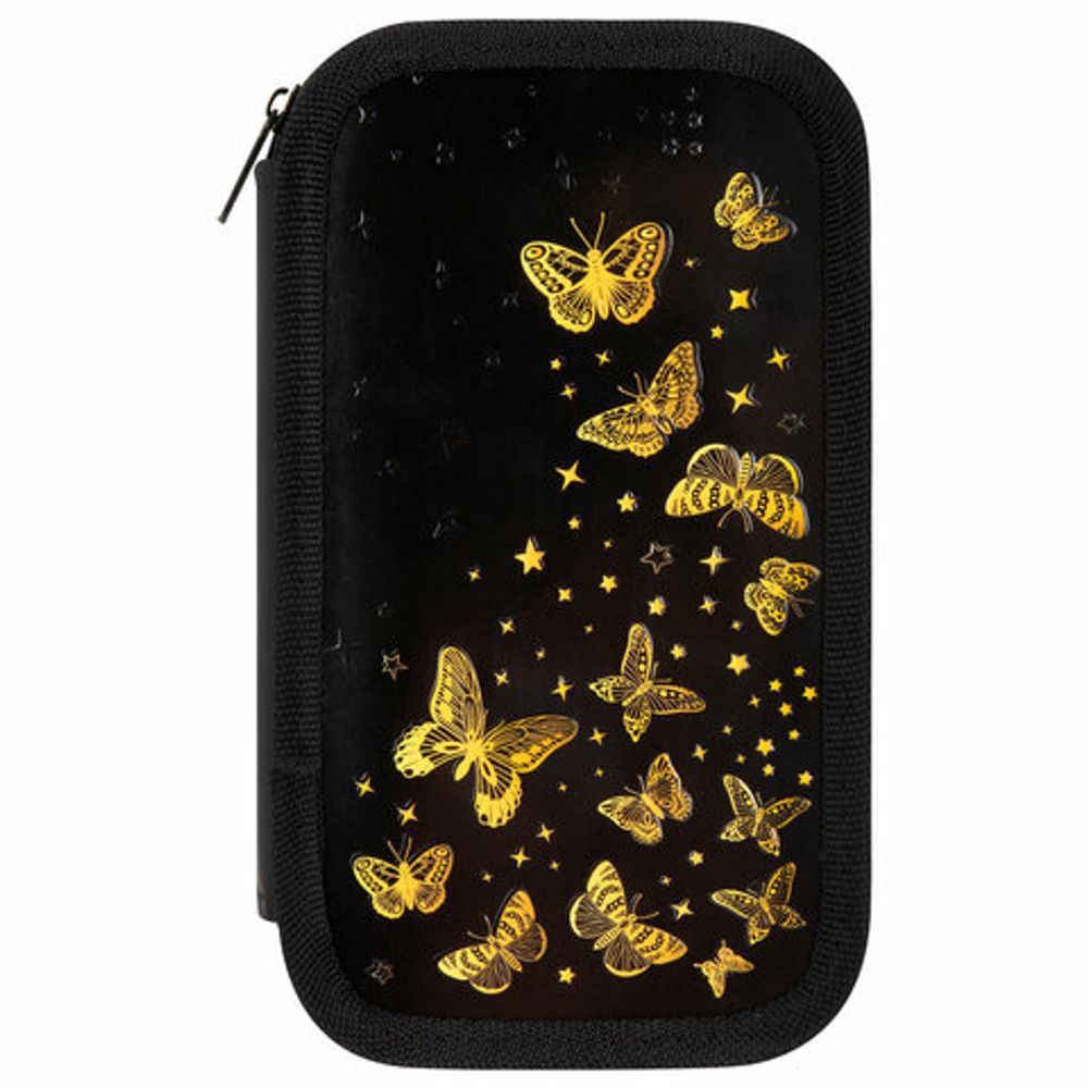 Пенал ЮНЛАНДИЯ, 2 отделения, ламинированный картон, конгрев, 19х11 см, "Golden", 273495