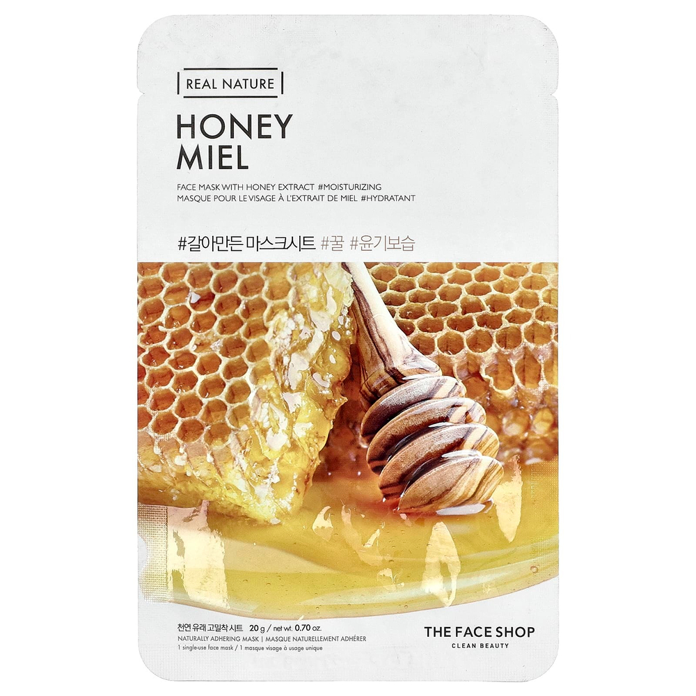 The Face Shop, Real Nature, маска для лица, с медом, 1 шт., 20 г (0,7 унции)