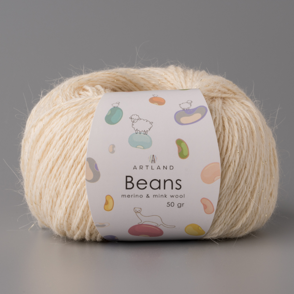 Пряжа &quot;Beans&quot;, 5% шёлк, 20% мериносовая шерсть, 30% нейлон, 45% норка, 50гр-240м, (1уп=5шт), кремовый