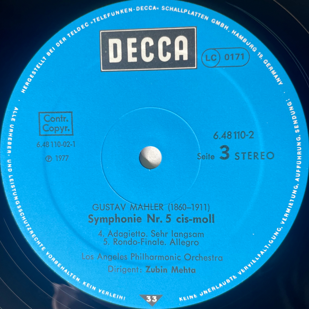 Малер - Симфония № 5 в Cis-Moll / Симфония № 10 2LP (Германия 1977г.)