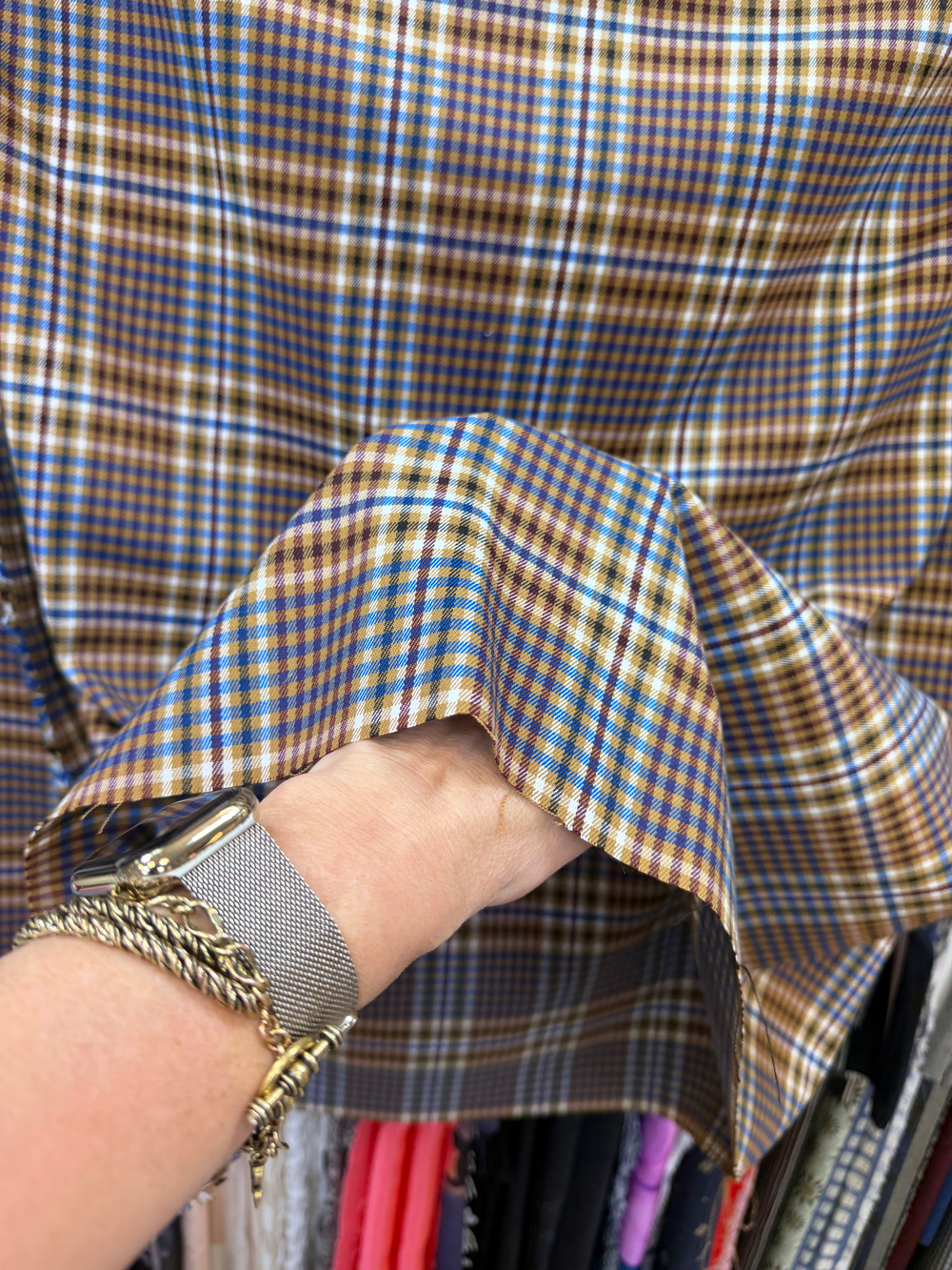 Ткань плательная в клетку (Италия) шерсть/вискоза/поламид ш-145см цена за 1 м