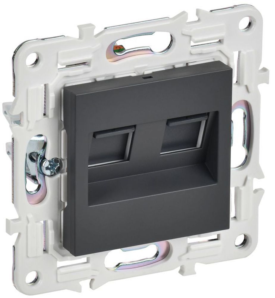 Розетка компьютерная двойн. RJ45 кат.5E SKANDY SK-K03T титан IEK SK-K20-1-K48