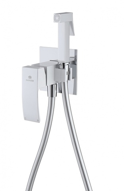 44157-F Смеситель встраиваемый с ГИГ. душем (БЕЛЫЙ) GANZER (10/1шт)