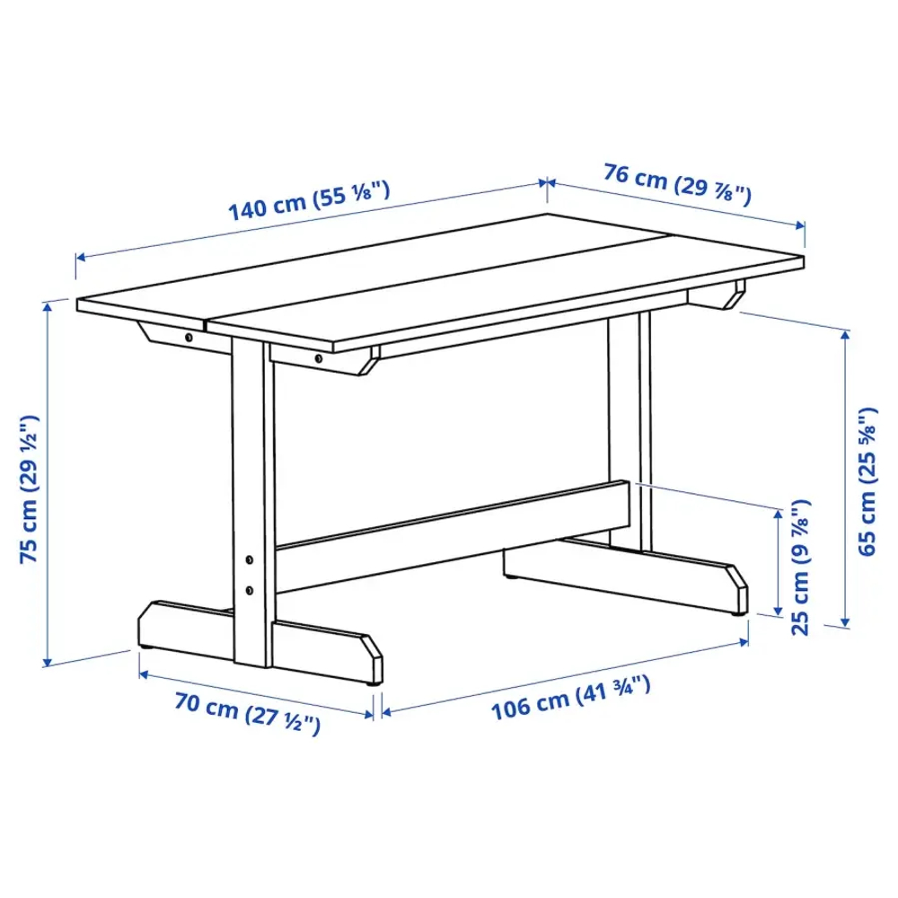 Стол обеденный - IKEA NACKANÄS/NACKANAS, 140х76х75 см, коричневый, ИКЕА