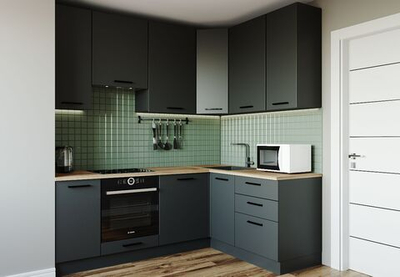 Кухонный гарнитур угловой Антрацит 2200х1600 мм