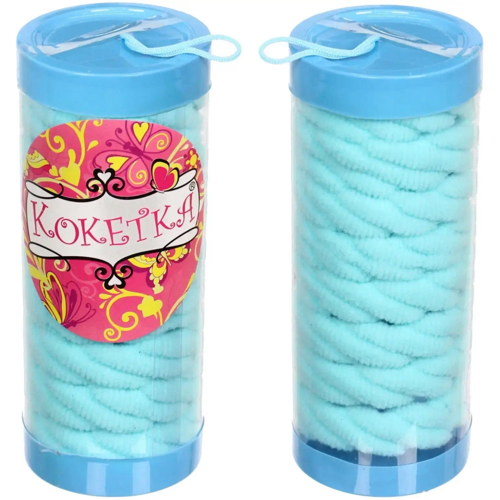 Резинки для волос детские в тубе 8шт «ЗАБАВА», косичка, цвет небесный, d-4см (наклейка Кокетка)