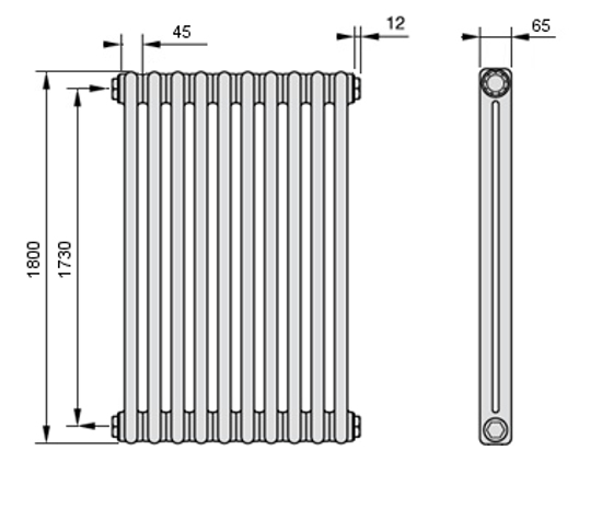 Радиатор Arbonia 2180 - 8 секций нижнее подключение №69 твв, 1/2", RAL 9016 (белый)