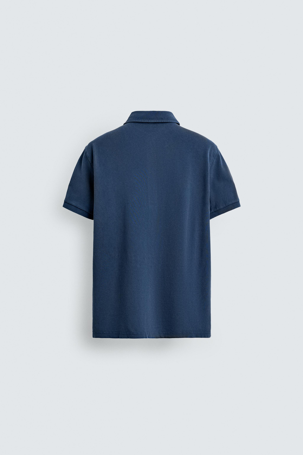 ZARA ПОЛО ПИКЕ REGULAR FIT С ЭФФЕКТОМ ПОТЕРТОСТИ, СИНИЙ
