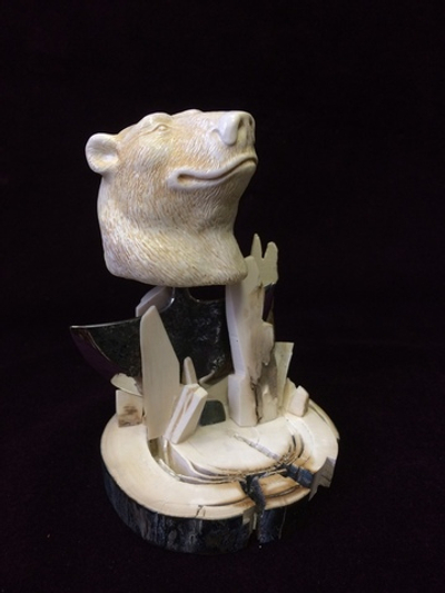 Композиция "Женский нож - улу", бивень мамонта, сталь