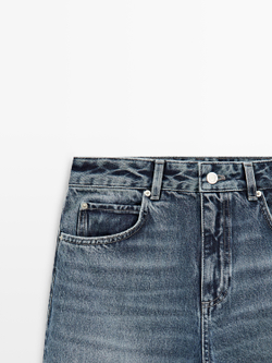 Massimo Dutti Джинсы свободного кроя с высокой талией, средне-синий