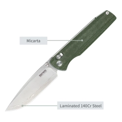 Нож складной SRM 255L-MG2 Medal Beadblast (140Cr Laminated, Green Micarta)