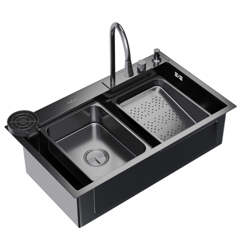 Мойка настол.монтаж 75х46 (3,0) вып 3 1/2  MIXLINE PRO 21,5см с сиф.(ч.граф)+доз+смесит+кол+д/р+о/с